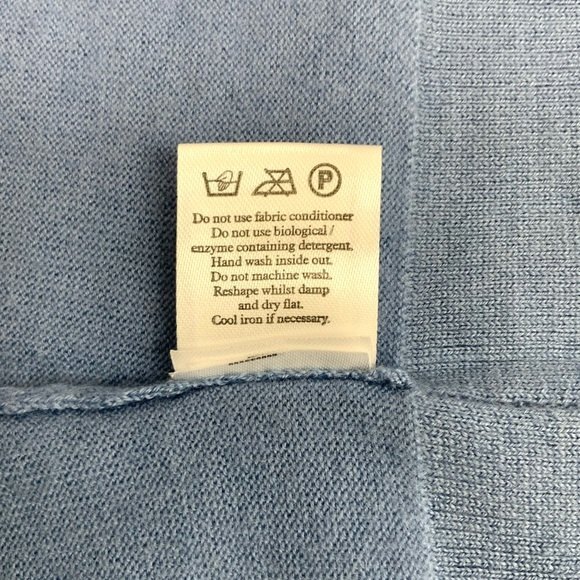 Cashmere Sweater Pure Superfine Blue Short Sleeve Crew Neck Minimalist S - Picture 6 of 8